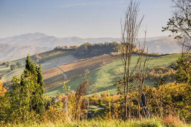 Badlands üzerinde sonbahar üzüm bağları