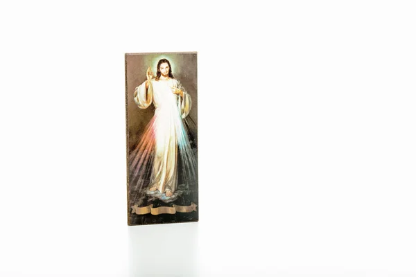 Jesus Misericordioso, Eu confio em Ti imagem no ícone isolado branco — Fotografia de Stock