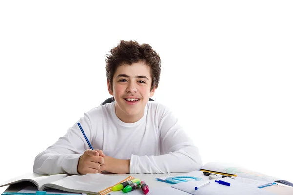 Teenager boy doing homework — Stock Photo, Image