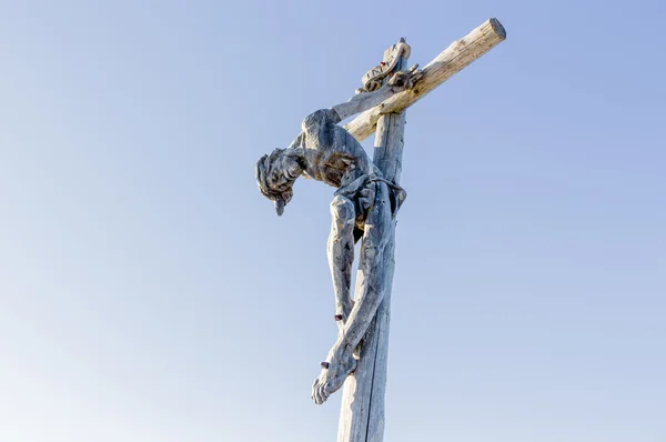 Ukřižování Ježíše Krista na vrcholu Alpy Dolomity — Stock fotografie