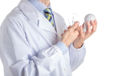 Tıbbi ceket 3d baskı ampul ve gerçek bir adam