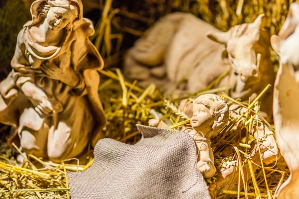 Statues in a Christmas Nativity scene — Stock Photo, Image