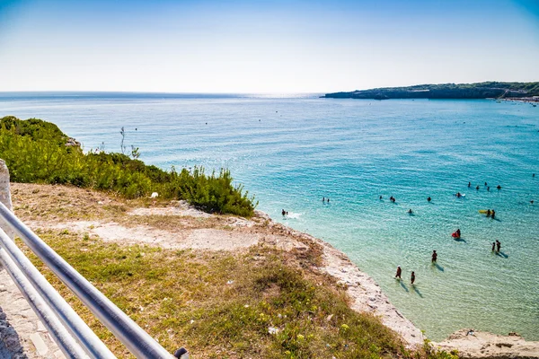 Sziklás Öbölben Tengerparton Salento Puglia Olaszországban — Stock Fotó