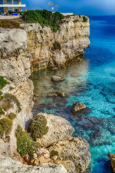 Felsige Bucht Der Küste Des Salento Apulien Italien — Stockfoto