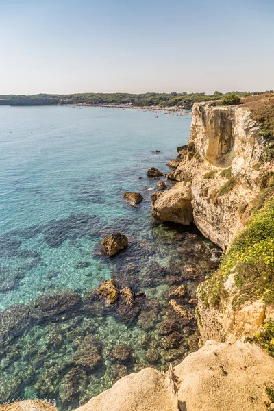 Sziklás Öbölben Tengerparton Salento Puglia Olaszországban — Stock Fotó