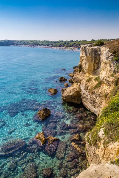 Crique Rocheuse Sur Côte Salento Dans Les Pouilles Italie — Photo