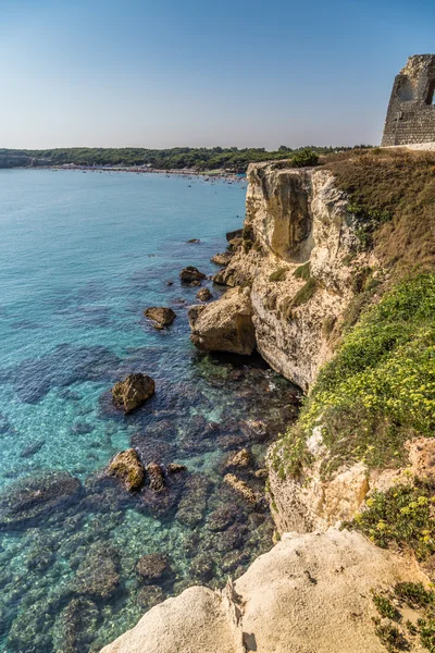 Ruinen Eines Antiken Wachturms Einer Felsigen Bucht Der Küste Des — Stockfoto