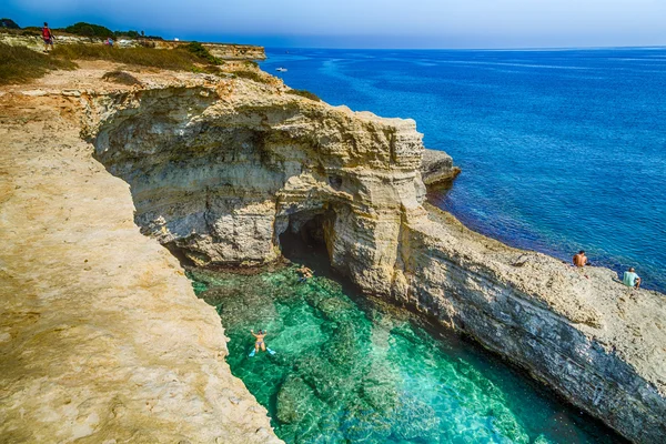 Felsige Türme Des Heiligen Andrew Turms Der Küste Des Salento — Stockfoto