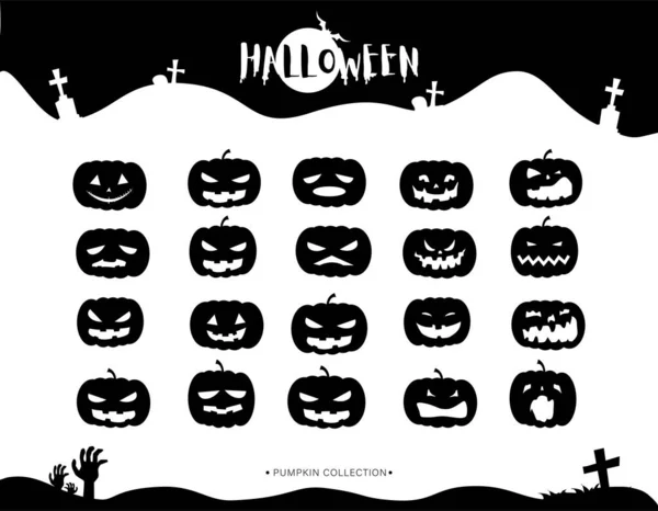 Colección Siluetas Halloween Icono Carácter Ilustración Vectorial — Vector de stock