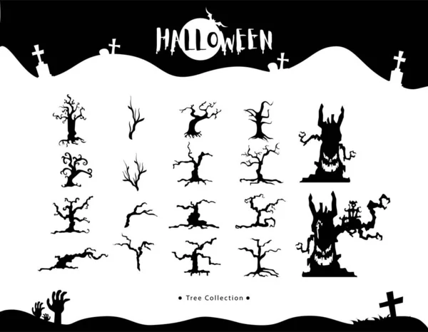 Colección Siluetas Halloween Icono Carácter Ilustración Vectorial — Vector de stock