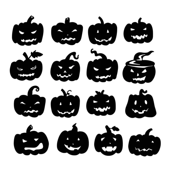 Abóboras Halloween Com Várias Expressões Ilustração Vetorial — Vetor de Stock