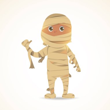 Cadılar Bayramı Sevimli Çizgi Film karakteri. Komik korkunç anne çocuk çizgi film tasarımı. Vektör illüstrasyonu.