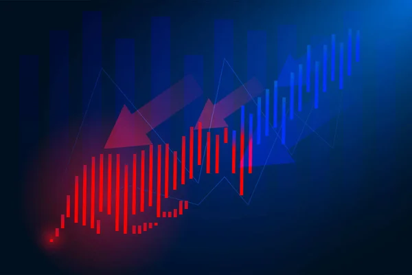 Business Candle Stick Diagramm Des Aktienmarkthandels Auf Blauem Hintergrund Bullischer — Stockvektor