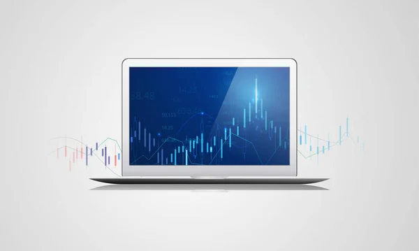 Üzleti Gyertya Stick Grafikon Grafikon Tőzsdei Befektetési Kereskedés Kék Alapon — Stock Vector