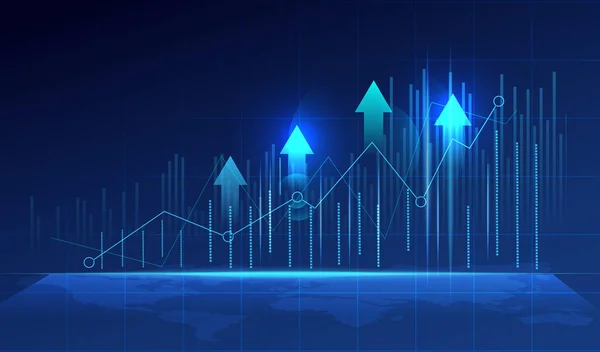 Obchodní Svícen Graf Graf Investic Akciovém Trhu Obchodování Modrém Pozadí — Stockový vektor