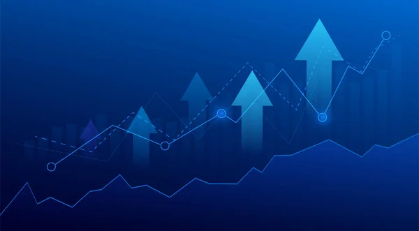 Borsa yatırımlarının mavi arka plandaki ticari mum çubuğu grafiği. Bulls puanı, grafiğin gidişatı. Ekonomi vektör tasarımı.