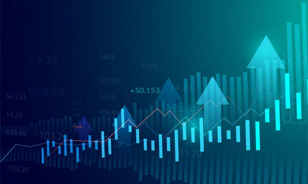 Wykres Biznesowy Świeca Kij Wykresy Inwestycji Giełdowych Obrotu Niebieskim Tle — Wektor stockowy