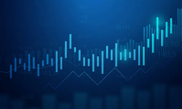 Business Candle Stick Diagramm Des Aktienmarkthandels Auf Blauem Hintergrund Bullischer — Stockvektor