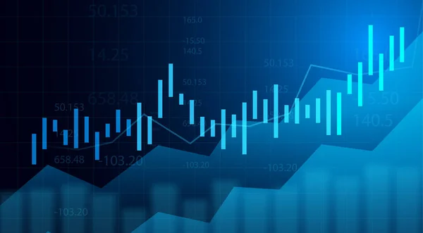 График Торгов Инвестициями Фондовом Рынке Синем Фоне Точка Отсчёта Тренд — стоковый вектор