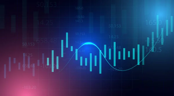 Business Candle Stick Diagramm Des Aktienmarkthandels Auf Blauem Hintergrund Bullischer — Stockvektor