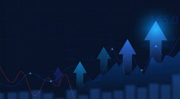 Business Candle Stick Diagramm Des Aktienmarkthandels Auf Blauem Hintergrund Bullischer — Stockvektor