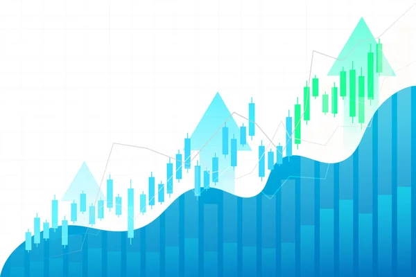 Business Candle Stick Diagramm Des Aktienmarkthandels Auf Blauem Hintergrund Bullischer — Stockvektor