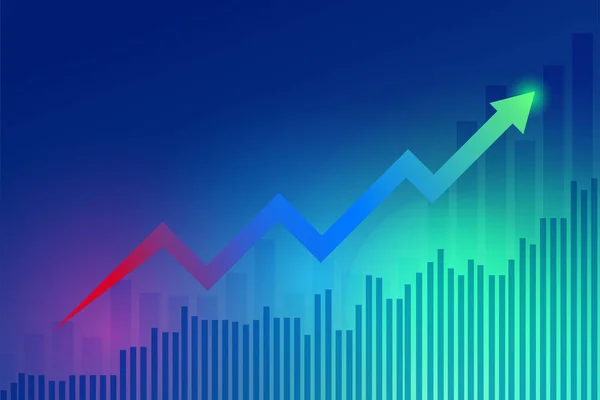 Business Candela Bastone Grafico Grafico Borsa Trading Investimenti Sfondo Blu — Vettoriale Stock