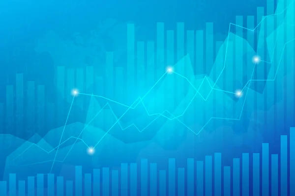 Obchodní Svícen Graf Graf Investic Akciovém Trhu Obchodování Modrém Pozadí — Stockový vektor