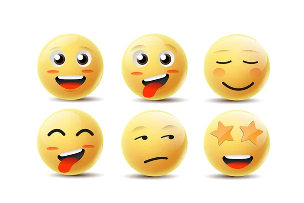 Emoji Feeling Faces Vector Comunicação Bate Papo Elementos Bola Amarela — Vetor de Stock