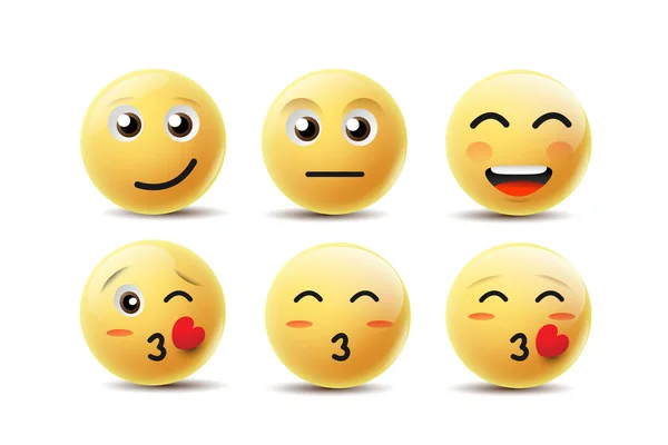 Emoji Feeling Faces Vector Éléments Communication Chat Bulle Jaune Face — Image vectorielle