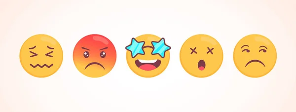 Collecte Emoji Vectoriels Avec Différentes Réactions Pour Les Médias Sociaux — Image vectorielle