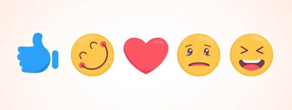 Vector Συλλογή Emoji Διαφορετικές Αντιδράσεις Για Μέσα Κοινωνικής Δικτύωσης Χαριτωμένο — Διανυσματικό Αρχείο