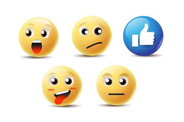 Emoji Feeling Faces Vector Éléments Communication Chat Bulle Jaune Face — Image vectorielle