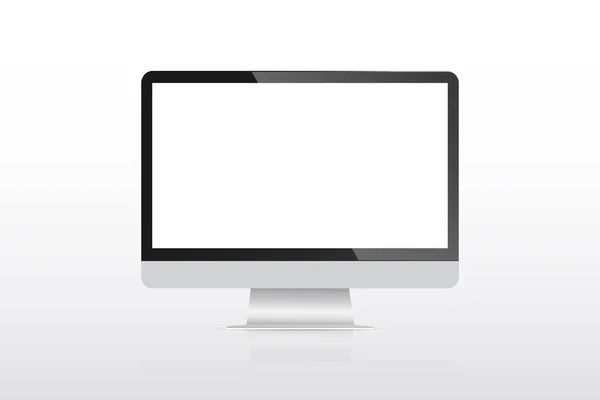 Screen Mockup Modern White Blank Monitor Mockup Set Labtop Computer — Stock Vector