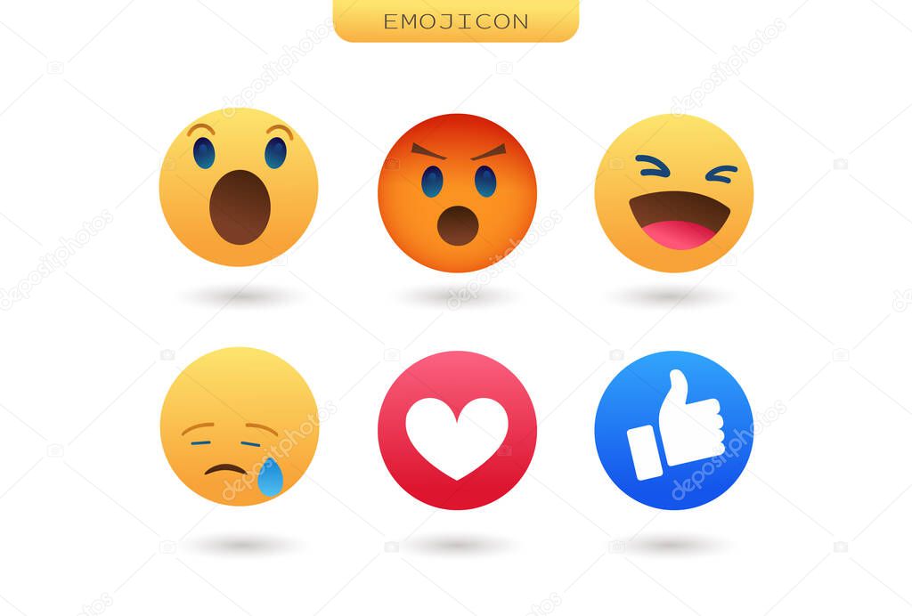 Emoji Feeling Faces Vector. Communication Chat Elements in yellow ball bubble 3D face. Lovely social media icon stickers. Modern and Creative design in EPS10 vector illustration.