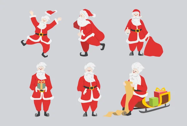 Ensemble Caractère Père Noël Cool Mignon Avec Des Cadeaux Sac — Image vectorielle