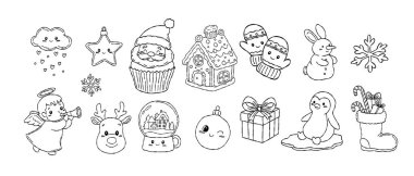Sevimli el, Noel karakterleri ve Kawaii Noel Baba çöreği, zencefilli kek evi, penguen, melek, ren geyiği, kar taneleri ve şenlikli hediyeler de dahil olmak üzere tatil unsurlarını çizdi..