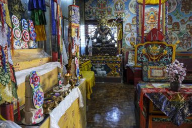 Pelling, Hindistan - Ekim 2020: Pelling, Hindistan 'daki Budist Sanghak Choeling Manastırı' nın Ayrıntıları.