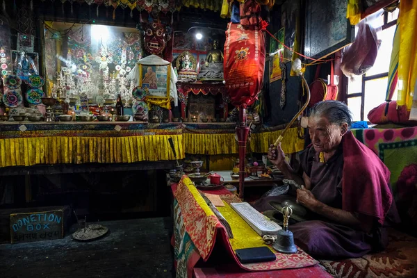 Pelling India Ottobre 2020 Monaco Prega Sanghak Choeling Buddhist Monastery — Foto Stock