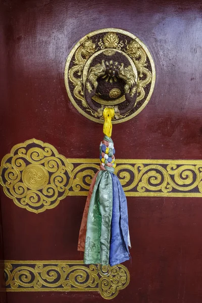 Yuksom Indie Listopad 2020 Szczegóły Drzwi Klasztoru Thang Gyal Yuksom — Zdjęcie stockowe