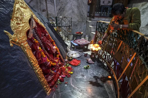 Tezpur Indie Listopad 2020 Mnich Který Slaví Diwali Chrámu Ganesh — Stock fotografie