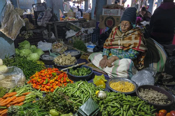 Moirang India December 2020 Een Vrouw Die Groenten Verkoopt Moirang — Stockfoto
