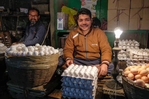 Kolkata India Februari 2021 Twee Eierverkopers Bara Bazar Markt Februari — Stockfoto