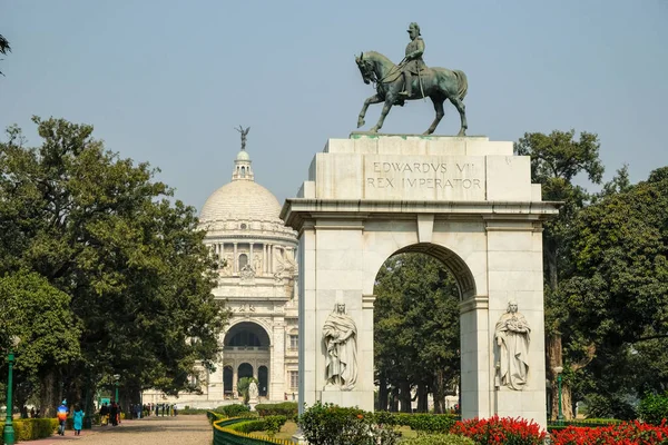 Kolkata India February 2021 Victoria Memorial Large Marble Building Kolkata — Stock Photo, Image