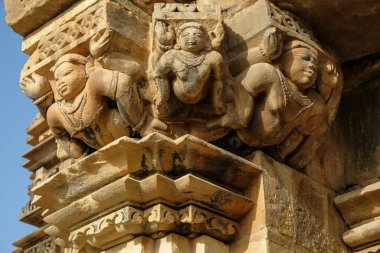 Detail of the Vamana Temple in Khajuraho, Madhya Pradesh, India. Forms part of the Khajuraho Group of Monuments, a UNESCO World Heritage Site. clipart