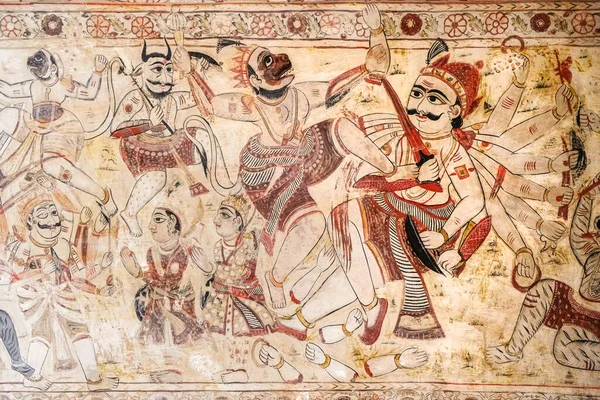 Orchha India March 2021 Detail Mural Lakshmi Narayan Temple Orchha — 스톡 사진