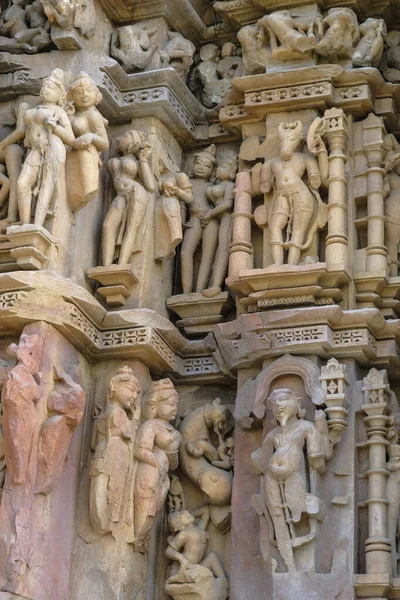 Detalhe Templo Javari Khajuraho Madhya Pradesh Índia Faz Parte Grupo — Fotografia de Stock