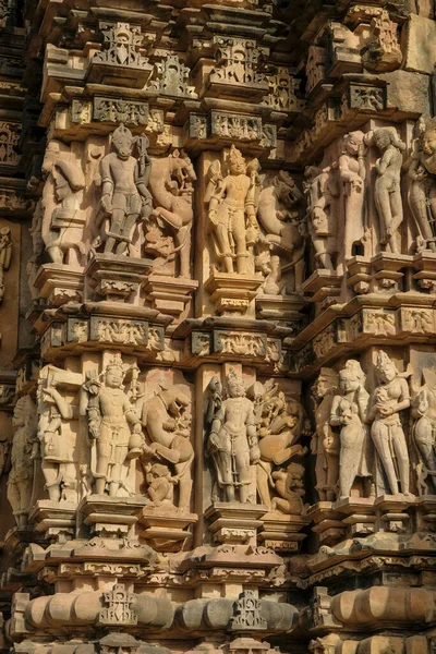 Detalhe Templo Vamana Khajuraho Madhya Pradesh Índia Faz Parte Grupo — Fotografia de Stock