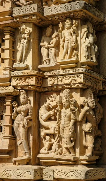 Detail of the Parsvanath Temple in Khajuraho, Madhya Pradesh, India. Forms part of the Khajuraho Group of Monuments, a UNESCO World Heritage Site.