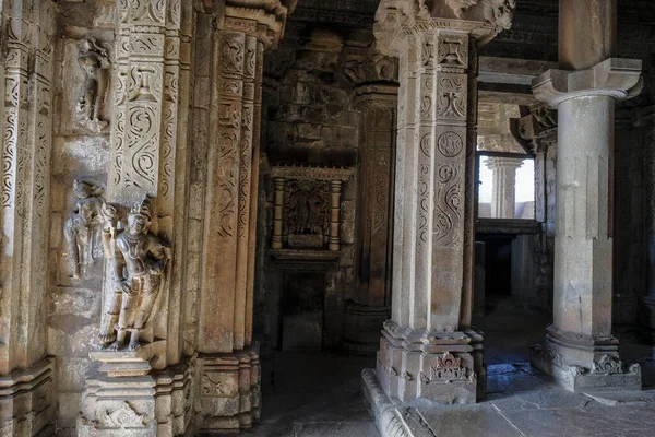 印度中央邦Khajuraho的Devi Jagadamba寺的详情 形成Khajuraho纪念碑小组的一部分 该小组是教科文组织的一个世界遗产 — 图库照片